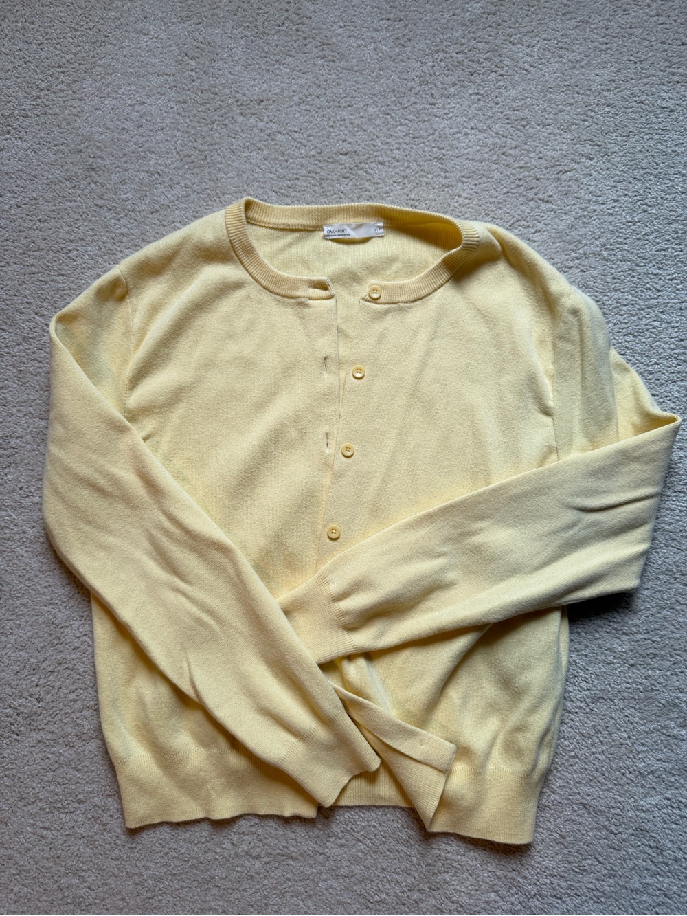 OAK + FORT Pale Yellow Button-Front Cardigan